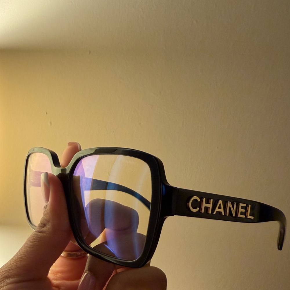 CHANEL Black and Gold Square Sunglasses